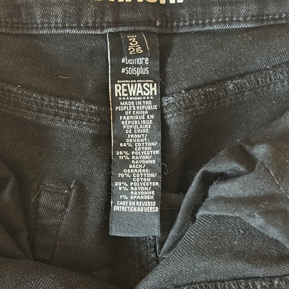 REWASH black high rise jeans, cropped on knees and ankles. Size 26 - Picture 4 of 6